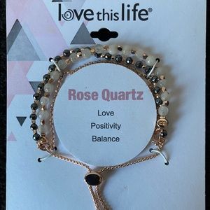 Love This Life Rose Quartz Adjustable Bracelet
